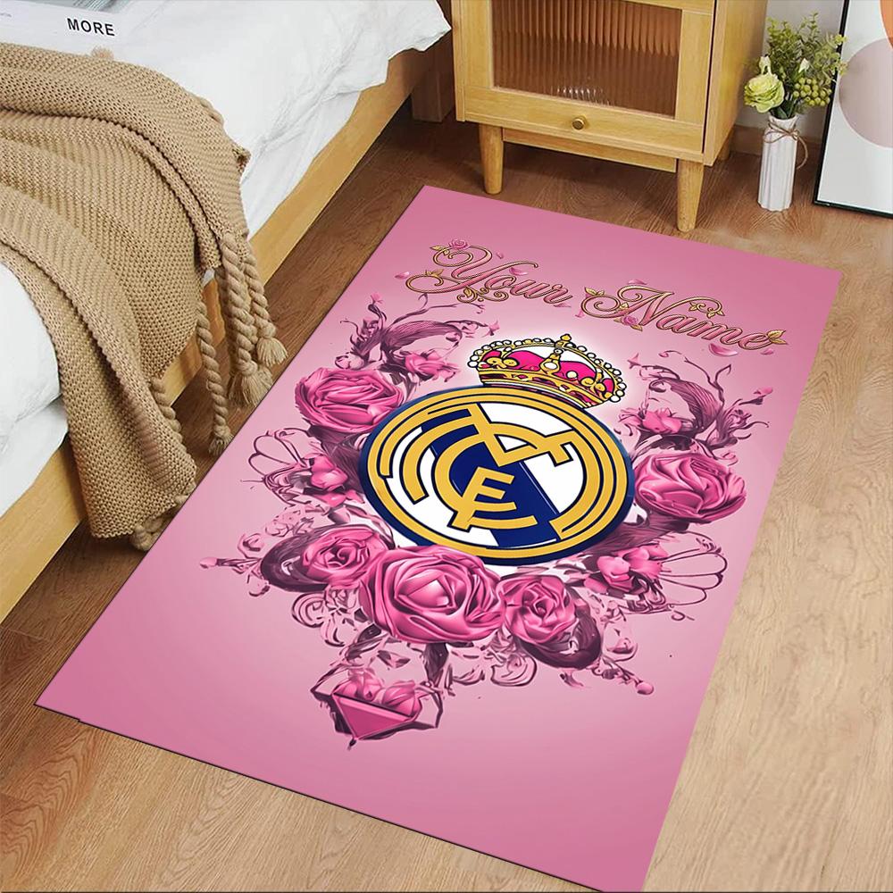 Real Madrid Club Customizable Name Carpet Suitable for Game Room Entryway Dormitory Study Room Anti-slip Rug Decorate Offices Gift for Festivals