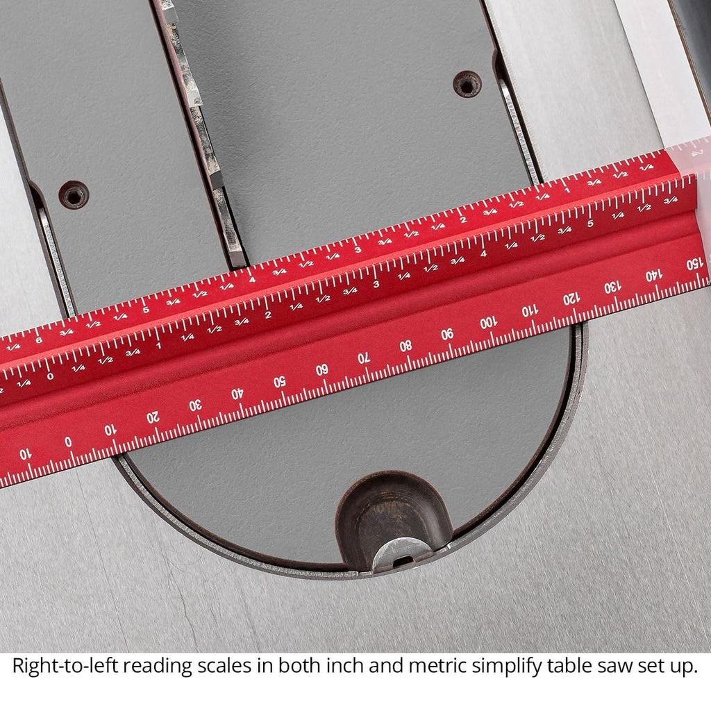 Woodpeckers Hexscale 600MM Woodworking Ruler with Centering R2L L2R Architect Style Rule, 24" / 6-in-1 Stops, Inch, Metric, Scale, & Measurements,