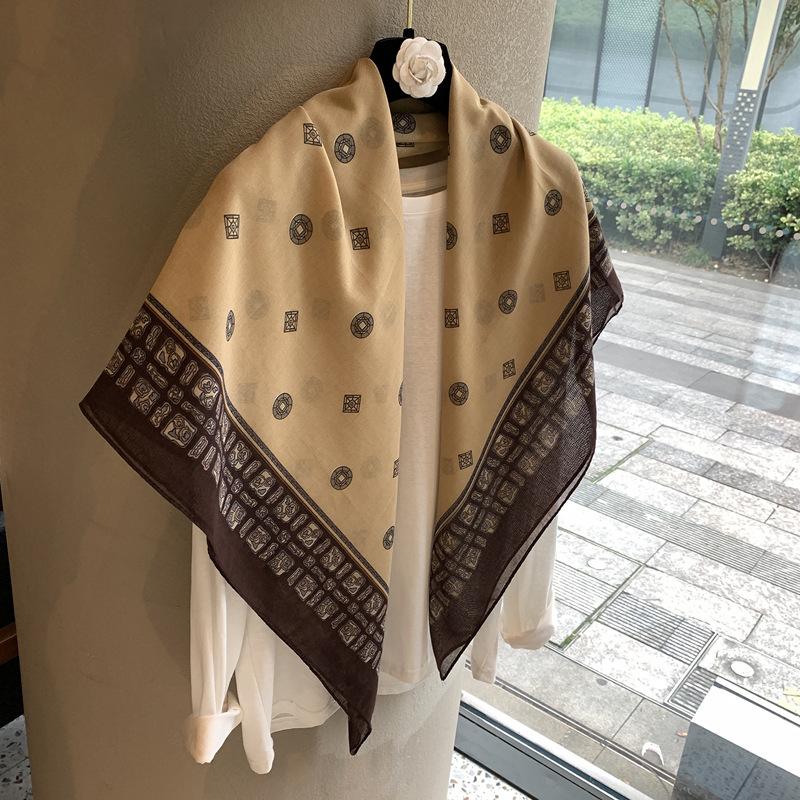 Vintage Polka Dot Printed Light And Thin Scarf Cotton Feel Square Scarf Sunshade Shawl Headscarf Belt Scarf Silk Scarf
