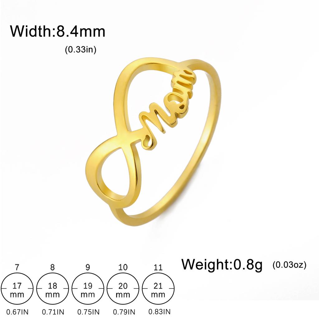Letter Mom Ring Women's Stainless Steel Minimalist Finger Rings Jewelry Mother's Day Gift