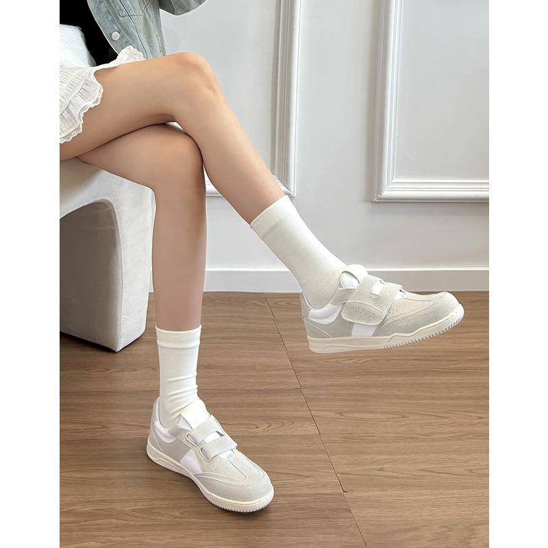 Sheepskin Version of Genuine Leather Retro Round Head Muffin Thick-soled Velcro German Training Shoes Women's Casual Sports Shoes Versatile Litt