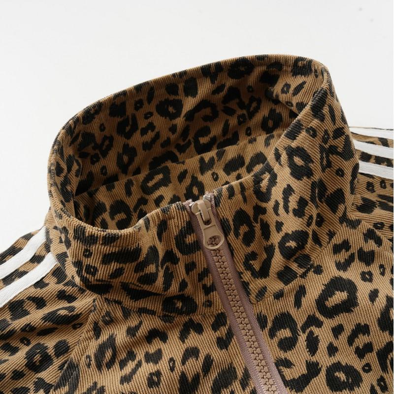 Giacca Unisex Retro con Stampa Leopardo e Zip Collo Alto Vestibilità Larga Streetwear Capospalla Autunno