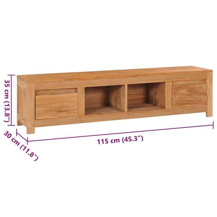 VidaXL Meuble TV 135x30x35 cm Bois de teck massif
