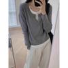 Fake Two Pieces Splicing Long-sleeved T-shirt Slim Bottoming Shirt
