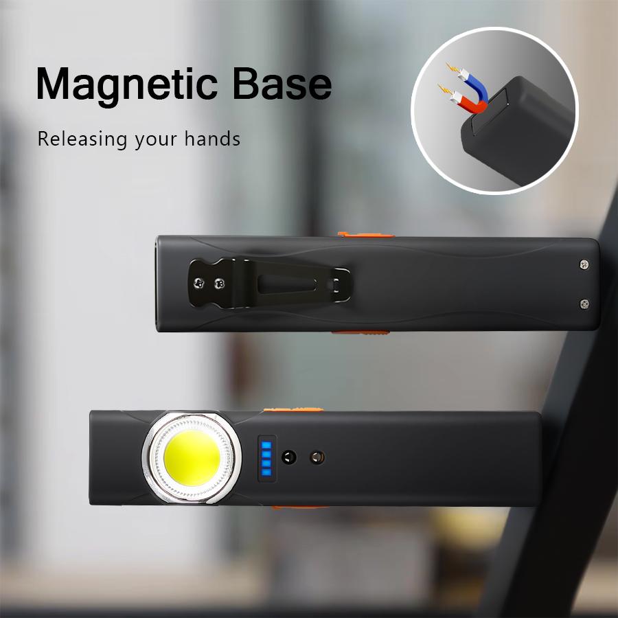 Multi Functional LED Sensor Flashlight with Pen Clip Rechargeable Magnetic Work Light Outdoor Torch Lamp for Camping Hiking Home