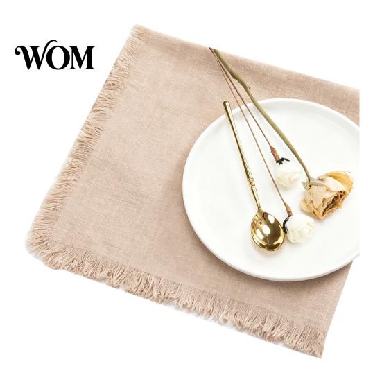 Soft Fringed Napkins Boho Linen Napkin, 18 Inch Washable Fabric Rustic Farmhouse Napkin for Dining Table Home Wedding Bridal Shower