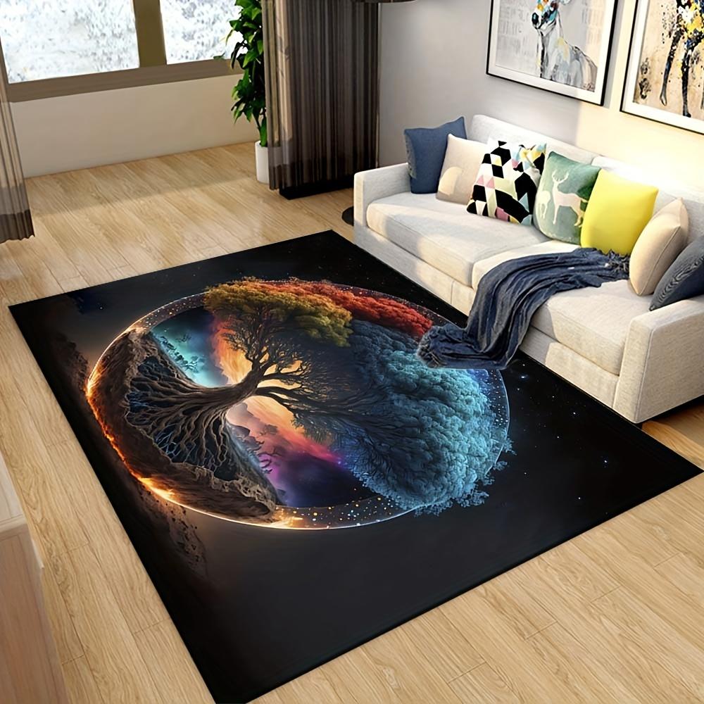 Tree of Life Rug: Cosmic Balance for Spiritual Spaces | Inspirational Interior Design Anti slip carpet can be machine washed