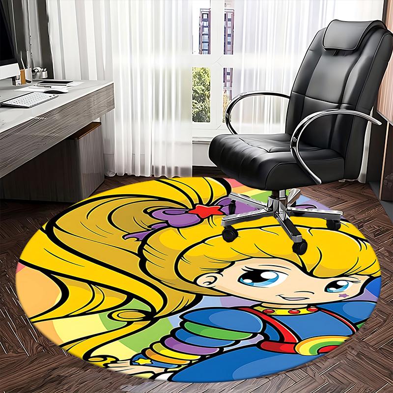 Rainbow Brite Colorful Cartoon Chair Mat - Round Carpet for Home Decor