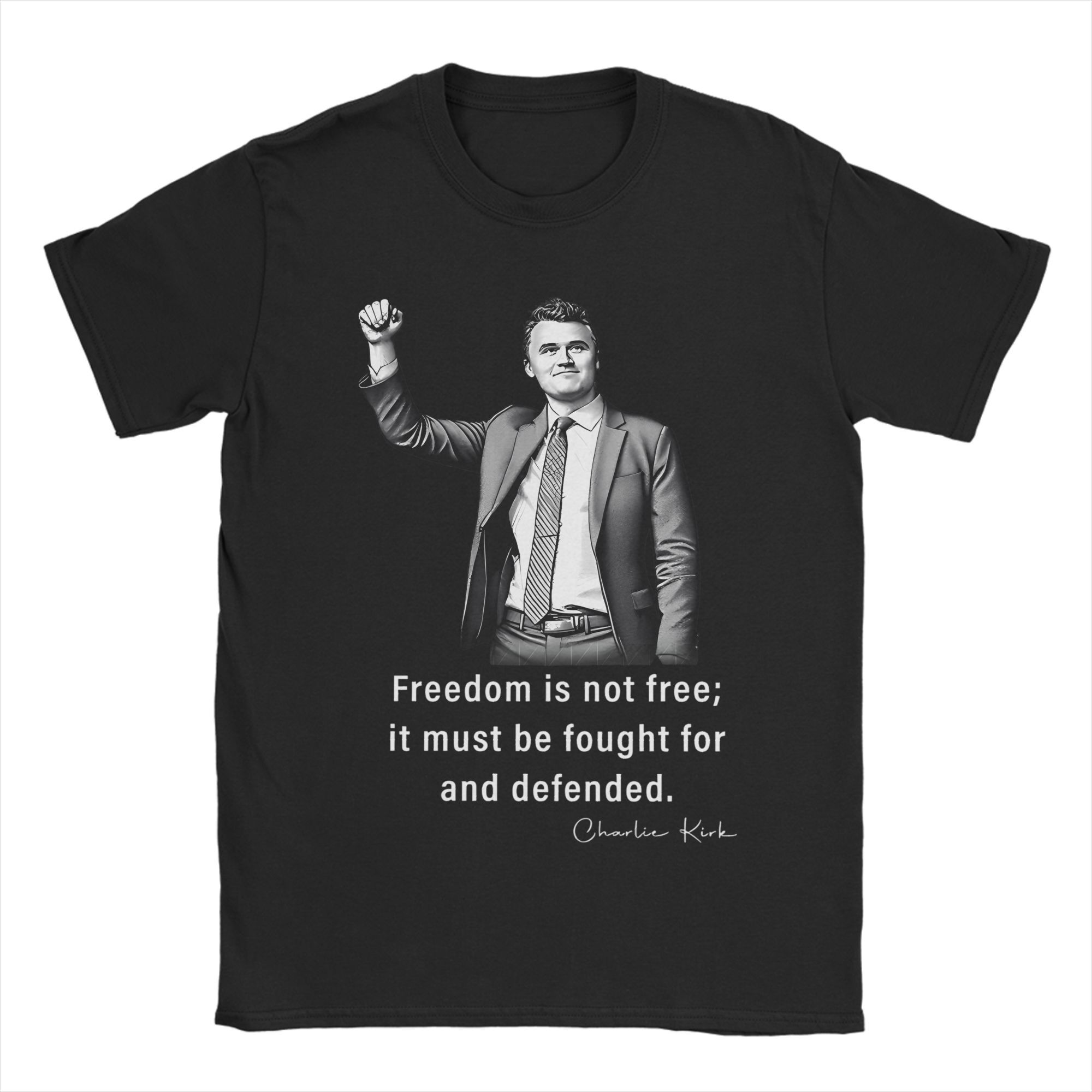 

Charlie Kirk T Shirt Summer Freedom Fashion T Shirts Men Cotton O Neck Plus Size 5XL Top Tees Short Sleeve Y2K Basic Tshirt -... S