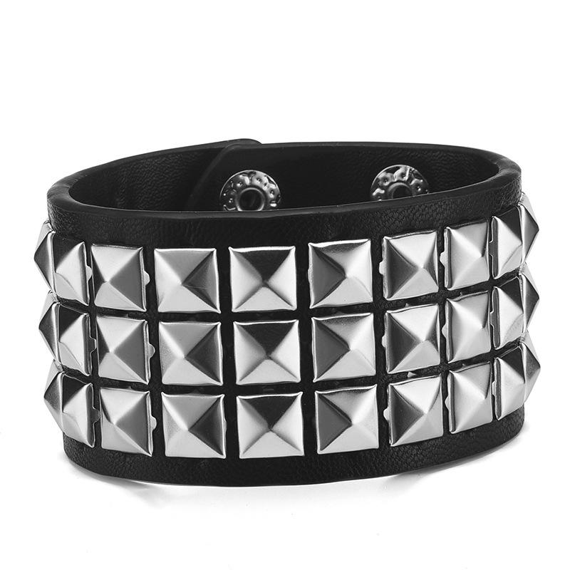 Retro Punk Studded Men's PU Leather Wristband Bracelet
