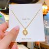Luxury Full Zircon Red Crystal Pendant Necklace For Women Titanium Steel Girls Couple Lady Gift Fashion Jewelry