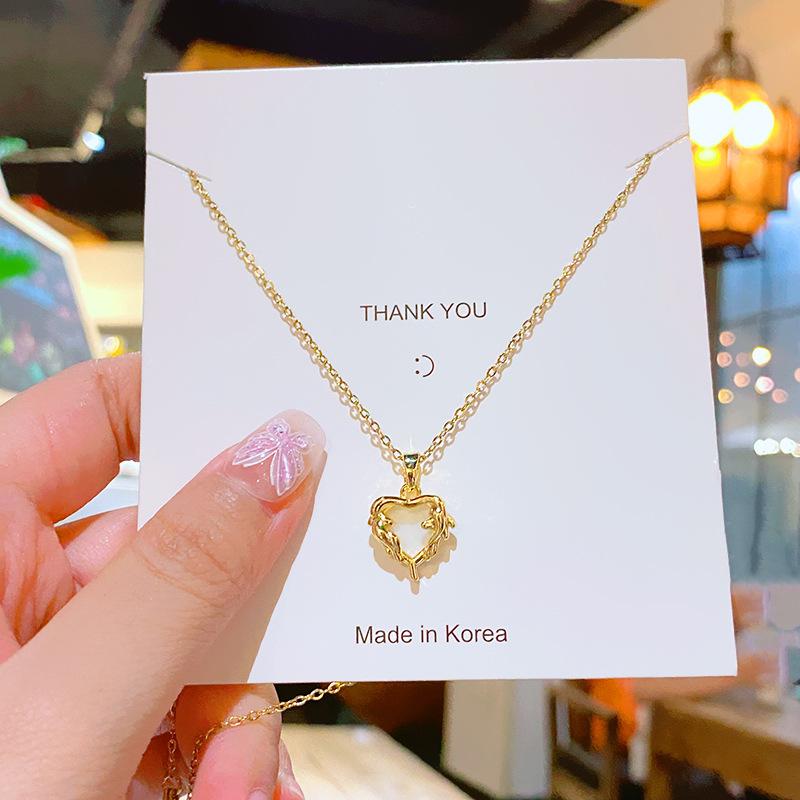 Luxury Full Zircon Red Crystal Pendant Necklace For Women Titanium Steel Girls Couple Lady Gift Fashion Jewelry