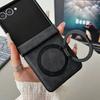 Business Sle Magnetic Rotating Holder Phone Case for Samsung Galaxy Z Flip3 4 5 6 7 Leather 3-piece Hinge Set Anti-Scratch Cover
