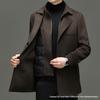 Men's Mid-Length Detachable Windbreaker with Double-Sided Nylon and 90% Down Liner Woolen Coat