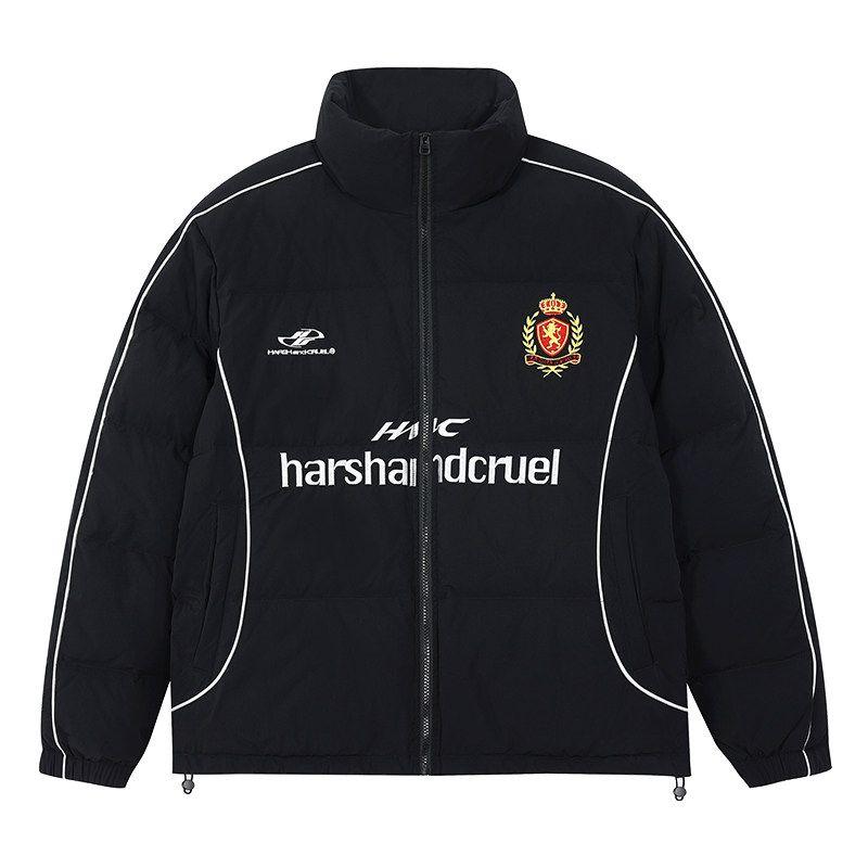 

HACR Sports Harshandcruel Retro Sports Football Club Embroider Badge & Stand Collar Warm down Jacket Black X L