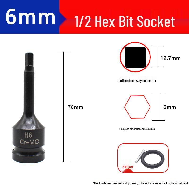 Hex 1/2" Air Impact Wrench Set with One-Piece Bit, Pneumatic Screwdriver, and Torx Socket
