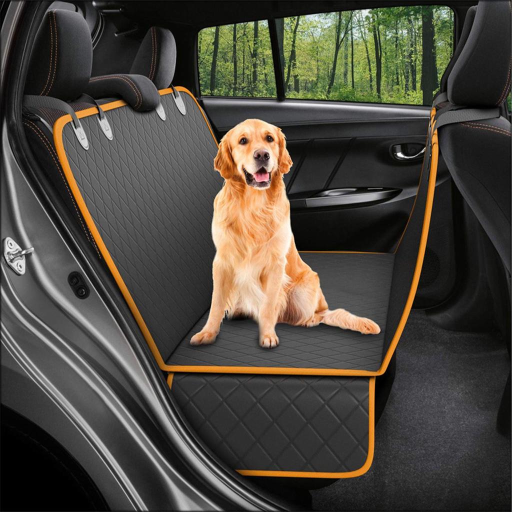 Dog Car Seat Cover Waterproof Scratch Proof Pet Seat Cover for Back Seat Cars Trucks SUVs Orange