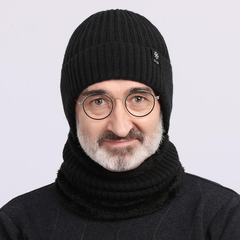 Middle-aged elderly warm hat winter cold protection ear protection elderly father grandfather thickened knitted wool hat men winter