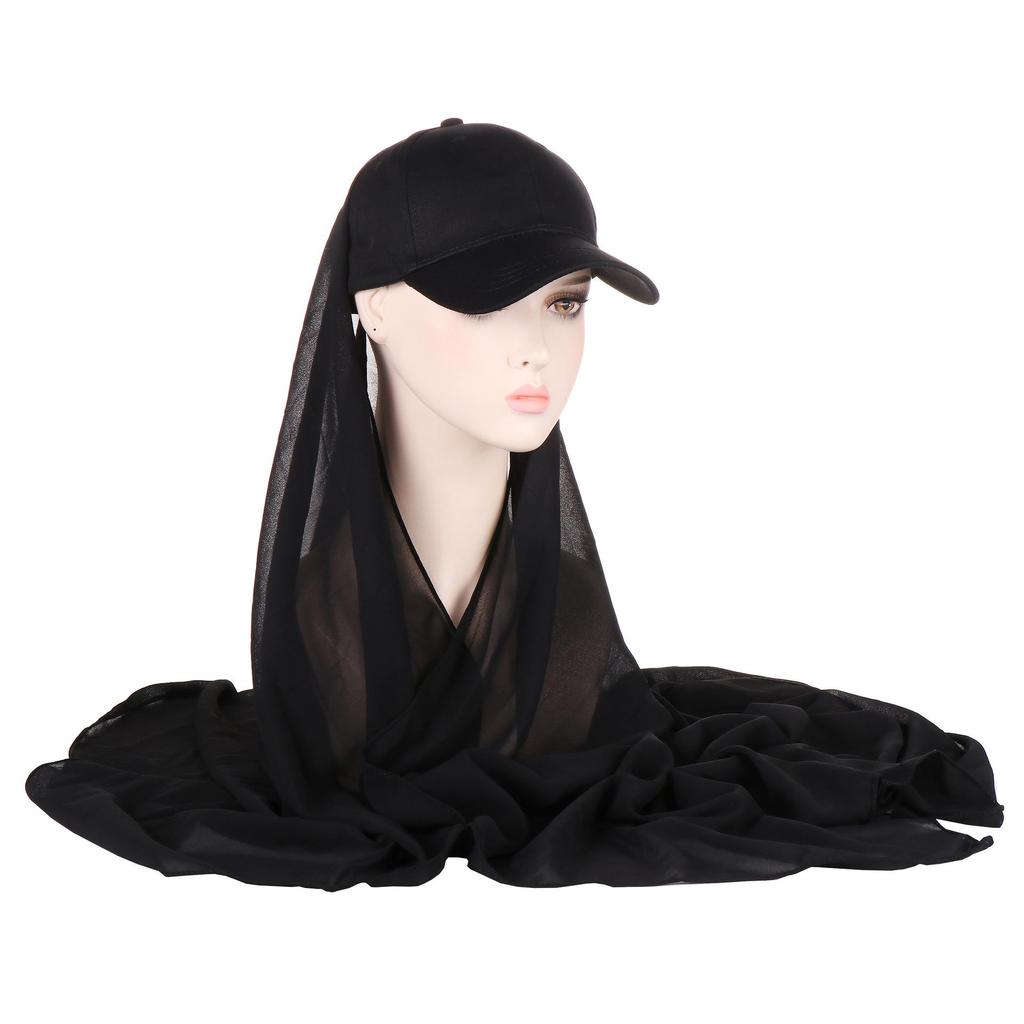 Solid Color Pearl Scarf & Cotton Baseball Cap Set