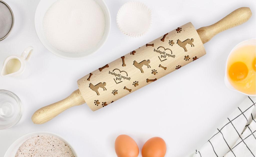 Basque Shepherd Dog- rolling pin with a dog, decorating cookies with a rolling pin in patterns, a gift for the ceramicist of the Art-Dog brand – Rolli