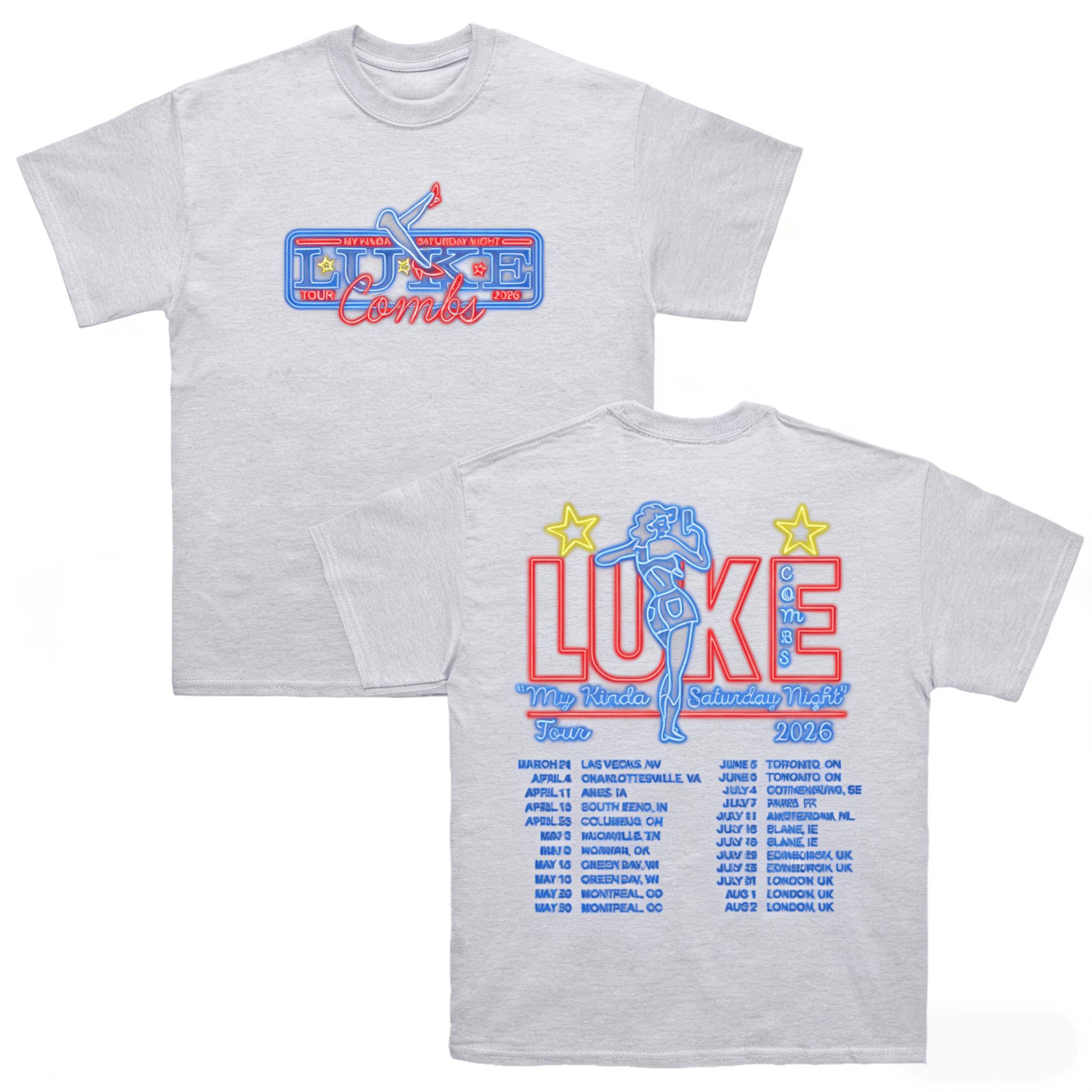 Luke Combs 2026 TOUR My Kinda Saturday Night Unisexs TShirt 100Cotton Unisex ONeck Short Sleeve Oversized Y2k Popular Fans Gift 3XL