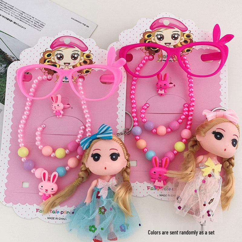 Children's Cute Cartoon Fruit Pendant Bracelet Set with Lucky Dragon - Birthday Gift Box