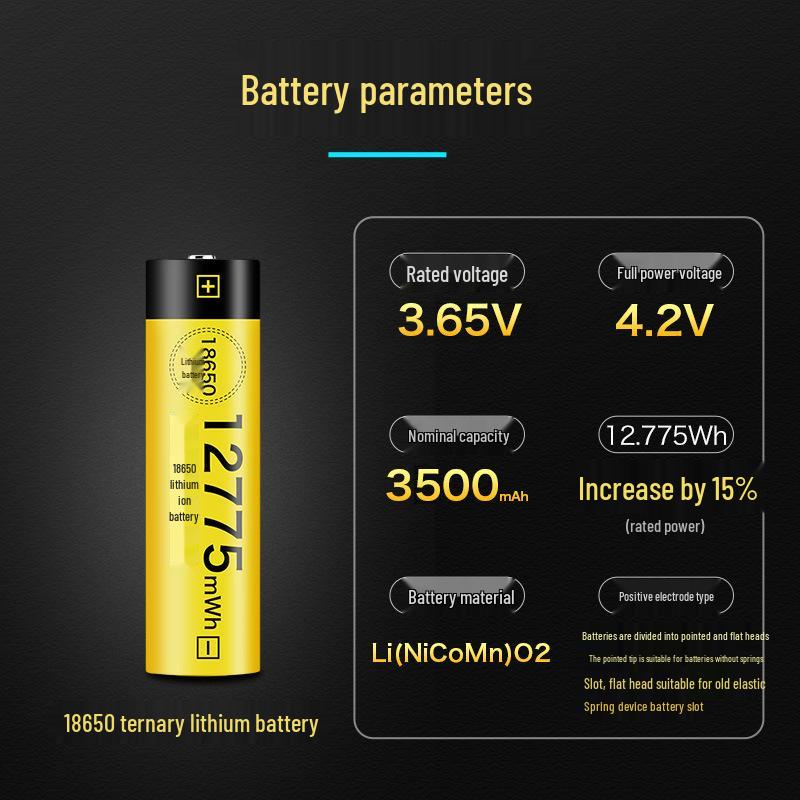 Delipow 18650 12775mWh High-Capacity Lithium Battery for High-Power Flashlights