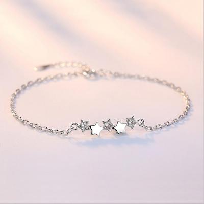 925 Sterling Silver Bracelets & Bangles for Women Sterling-silver-jewelry Lovely Star Bracelet Pulseira S-B113