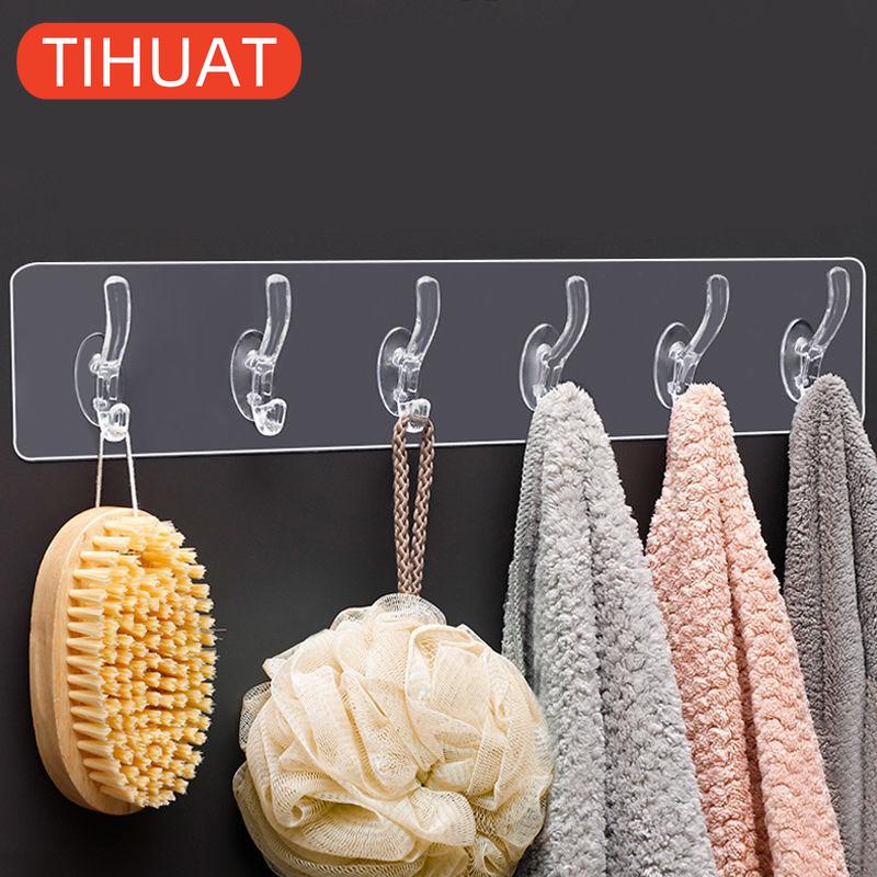 Houseeker Wall Hooks Kitchen Bathroom Hat Clothes Hanger Towel Holder Seamless Door Storage Racks