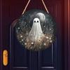 Halloween Sign For Front Door 2D Halloween Wood Signs Pirate Captain Haunted House Pumpkin White Ghost Festival Decor For Yard