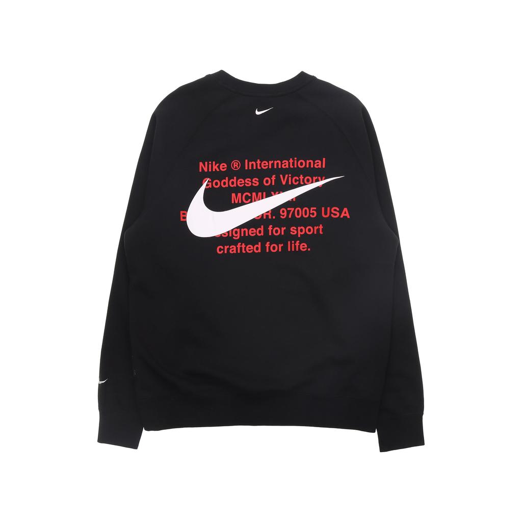 Nike Sportswear Men's Double Swoosh Fleece Crewneck Sweatshirt Black Standard Fit DD5079-010
