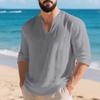Neuankömmling: Lockeres Unifarbenes Leinen Casual Herren V-Ausschnitt Oversized Langarm T-Shirt