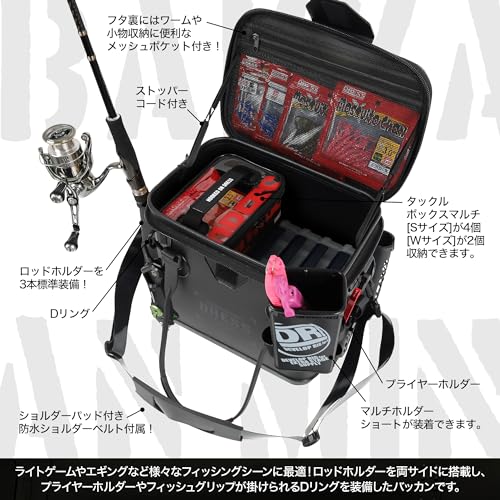 Dress Micro Fishing Bucket 12L Waterproof Tackle Bag with Mesh Pocket Rod Holder EVA Stealth Black Multi-functional Storage Container