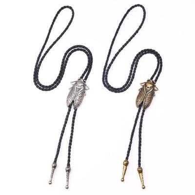 Bolo Tie for Men Western Cowboy Style Necktie with Carved Cicada Buckle Decors