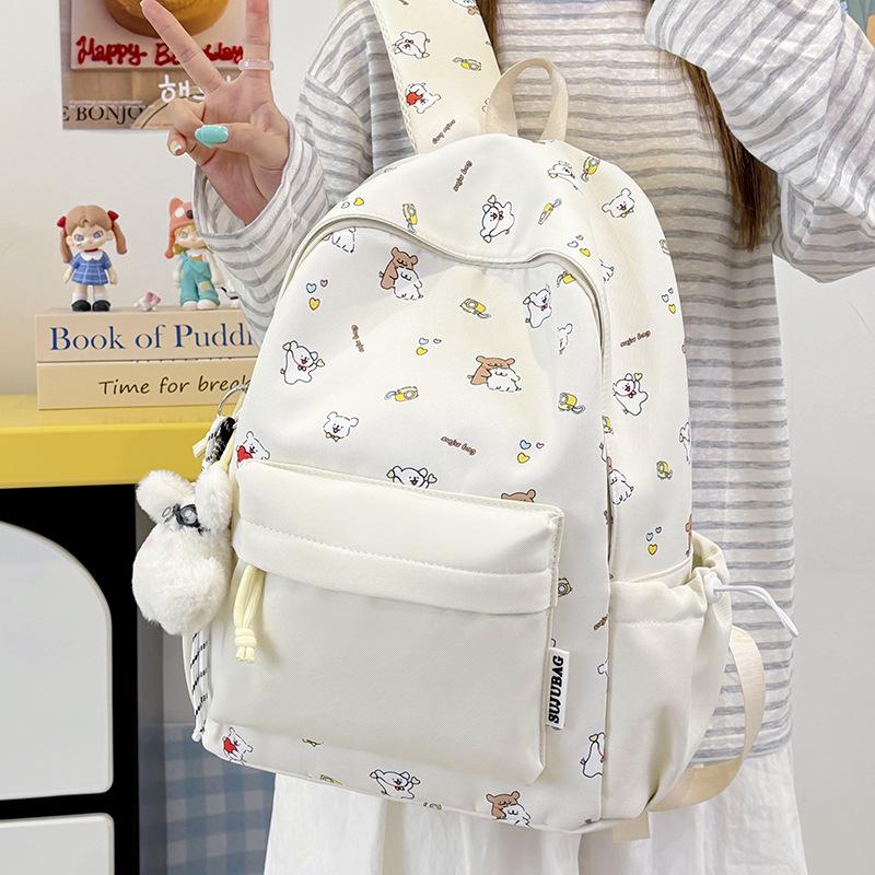 Schoolbag printed backpack Korean version ins cute cartoon backpack female large capacity graffiti student sweet versatile backpack