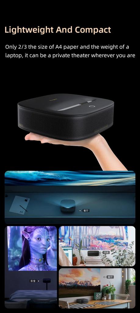 Projecteur laser Dangbei U1 1080P à focale ultra courte, 1 250 lumens ANSI, compatible cinéma, vidéo 4K, Smart MEMC HDR