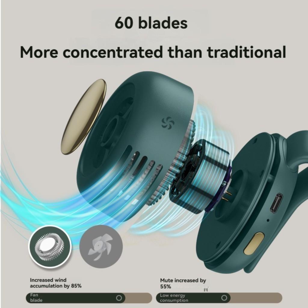 MF019 Mini Whirlwind Portable Snap On Charging Fan Waist Clip Mini Whirlwind Fan 3-Speed Handsfree Silent Strong Wind