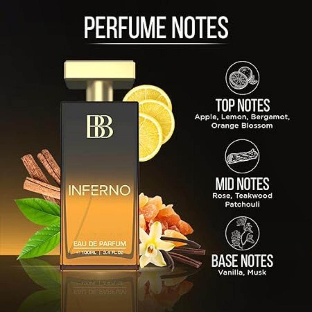 Bergamot Beaute Inferno Eau De Parfum | Best Perfume for Men with Musk and Citrusy Long Lasting Premium Fragrance for Man, EDP 100ml