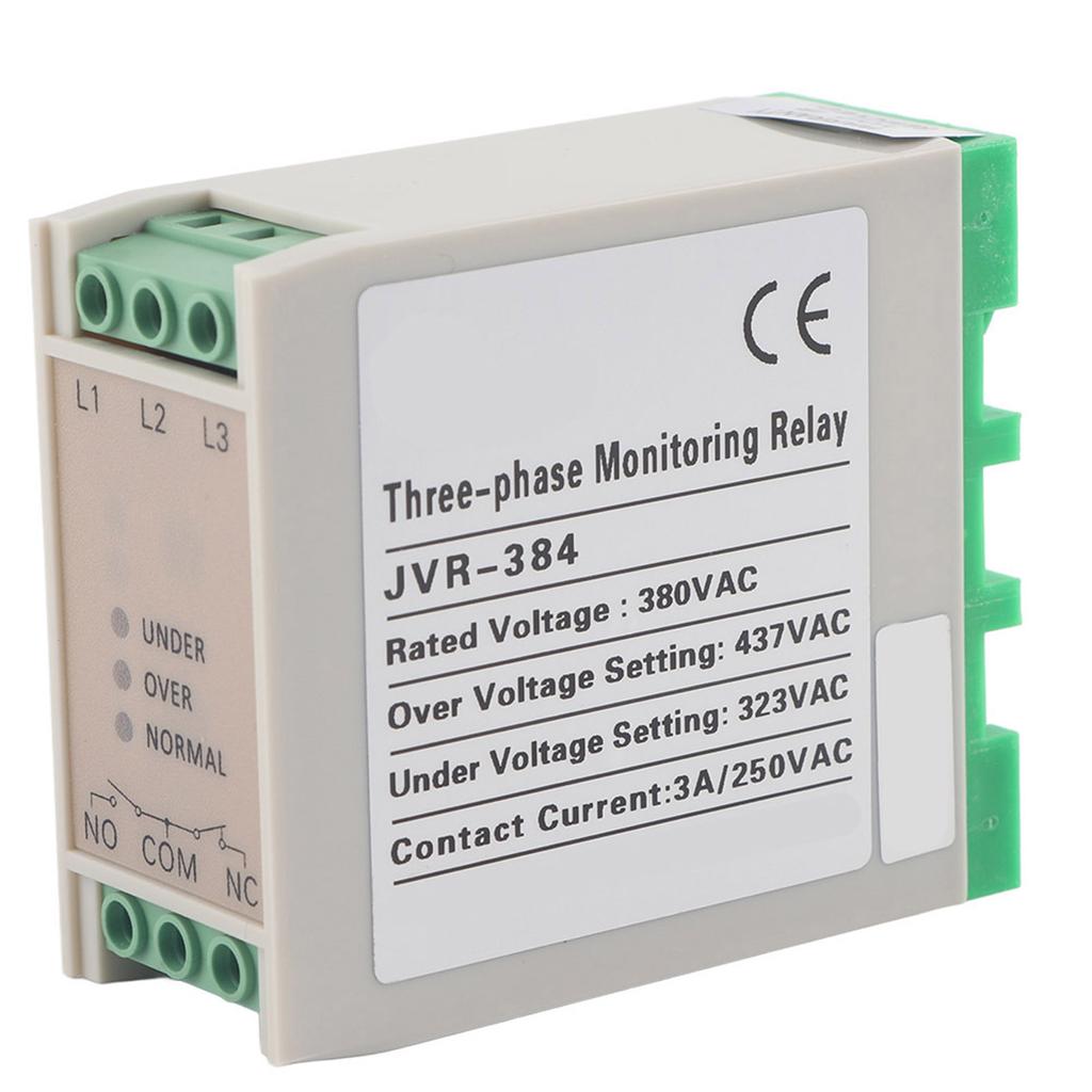 JVR‑384 Overvoltage & Undervoltage Protector 3 Phase Power Supply Monitoring Relay 380VAC