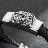 Gotiska Djursmycken 316L Rostfritt Stål Kung Lejonhuvud Armband för Män Herr Flätat Läder Manschett Wrap Armband Armband
