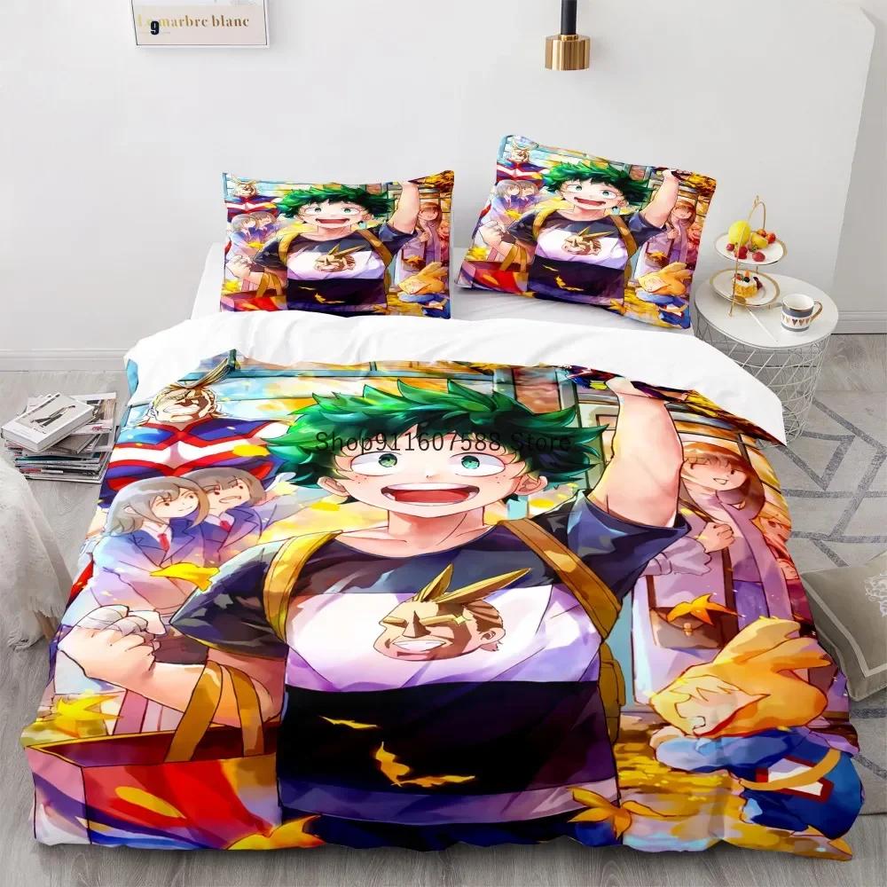 New Anime My Hero Academy Bedding Set Anime Characters Duvet Cover Set 3D Quilt Bed Set Queen King Size Boys Home Textile