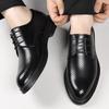 Leather Shoes Men's 2025 Hollow Summer Breathable Business Dress Leather Shoes In the UK Increase 8CM Groom Wedding Shoes Tide