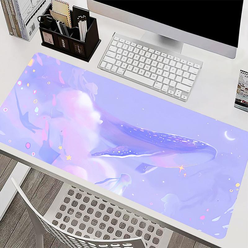 Office Mouse Pad Gamer Highquality Rubber Computer Desk Mat Blue Carpet Kawaii Gaming Accessories Cloud Whale Extended Mousepad