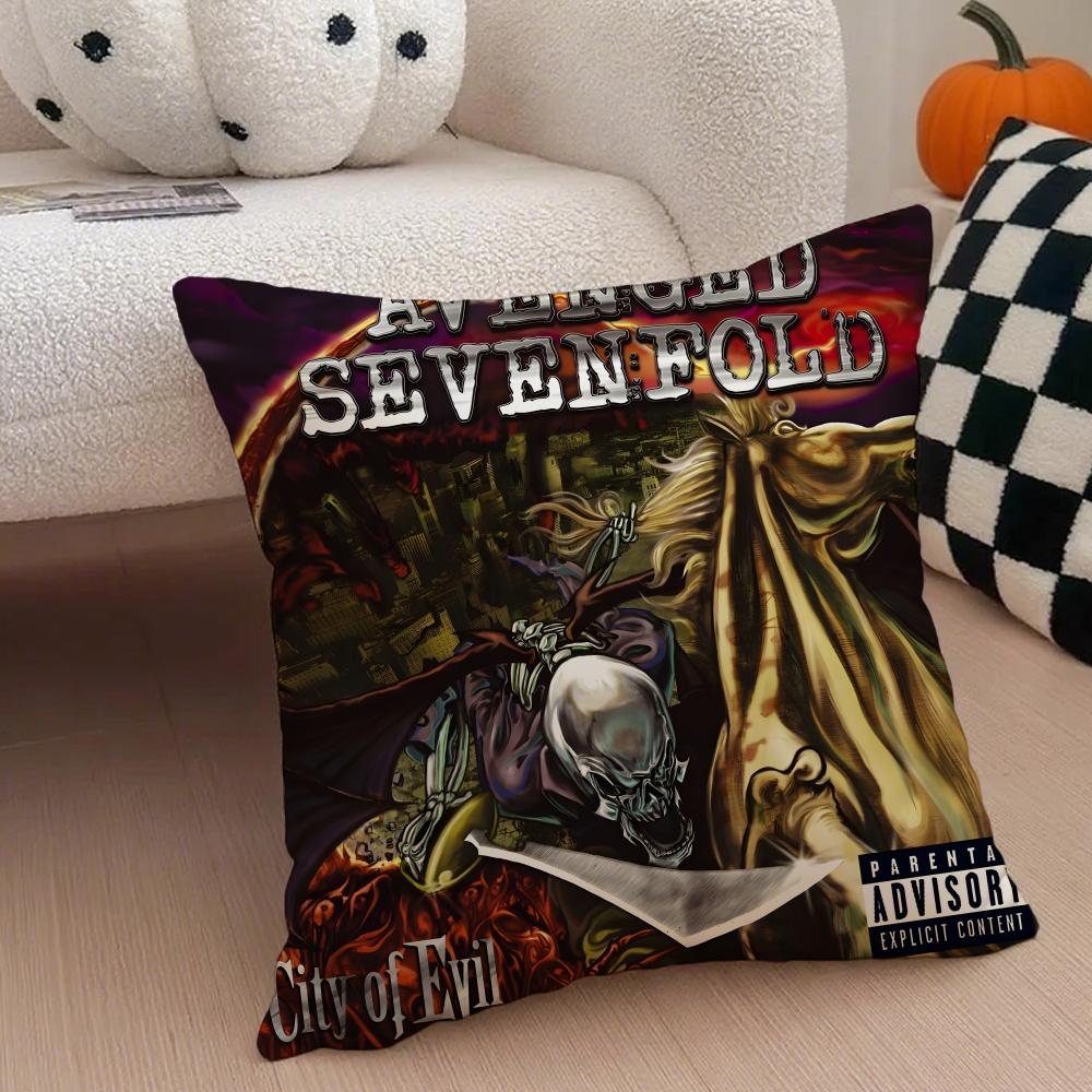 Metal American Band AAvenged Sevenfold Cushion Cover Throw Pillow Cover Hidden Button Durable Polyester Chair Cushion