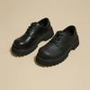 British leather small leather shoes men's and women's round head lace-up retro derby single shoes platform size