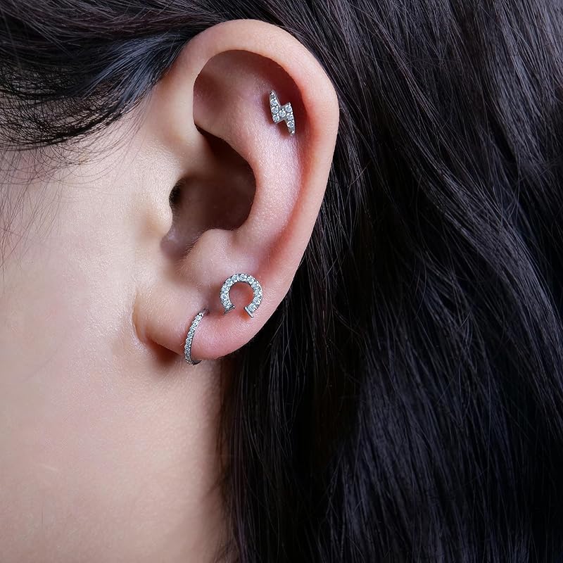 Limerencia Pure Titanium Earrings Medical Use Leaving the Second Piercing On Titanium Compatible with Metal Allergies Screw Type Earrings Won't Fall