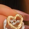 1 Pair Women Earrings Double-Layer Design Heart Irregular Shape Stud Earrings Scratch-Resistant Two-tone Earrings Jewelry Gift