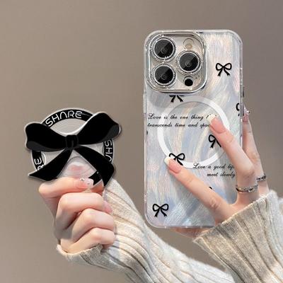 The Bow Tie Magnetic Stand Is Suitable for Apple 15PRO Phone Cases, 14/13, 12, Light Luxury, and 11, Anti-drop
