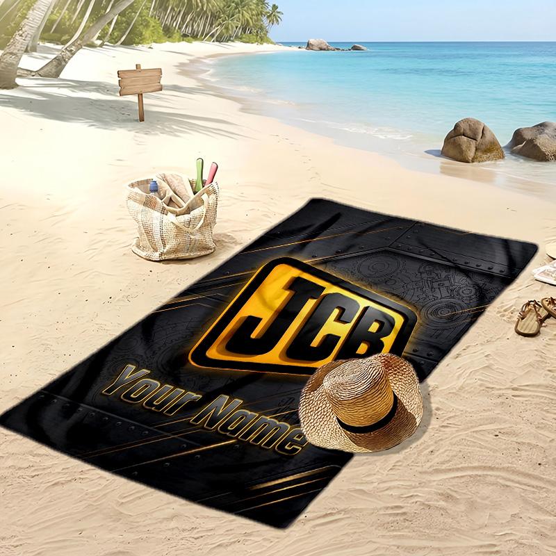 JCB Custom Beach Towel, Print Your Name Text Lightweight Absorbent Towel for Swimming Travel