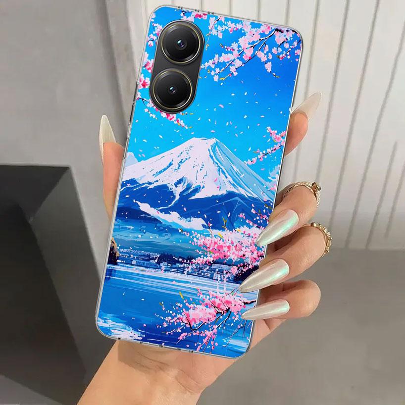 Japanese Cherry Mount Fuji Phone Case for Xiaomi Poco X5 X6 X7 Pro F7 Ultra M7 Redmi 15 15C 13 13C 12 12C 10 10A 10C 9 9A 9C 9T
